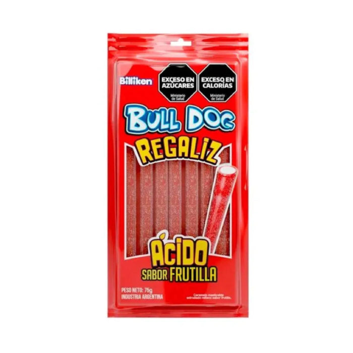 Caramelo Acido Bull Dog Regaliz Frutilla X 75G