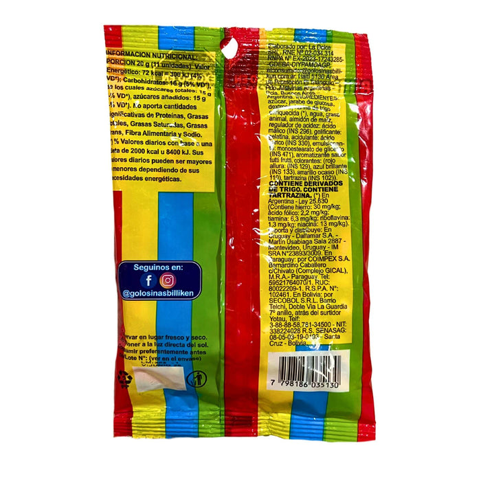 Caramelo Ácido Bull Dog Mini Regaliz Tutti Frutti X 125G