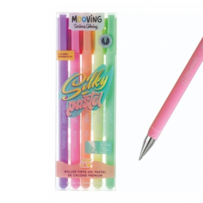 Set Marcadores Mooving Silky Pastel X 5 Unidades