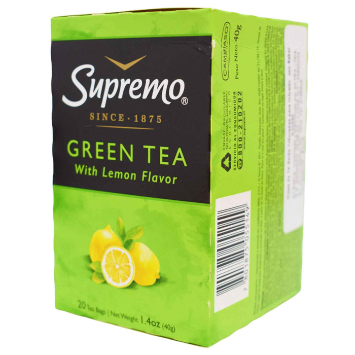 Té Supremo Verde Con Sabor Limón X 20 Unidades