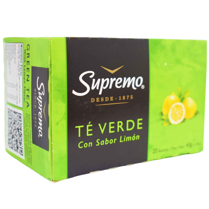 Té Supremo Verde Con Sabor Limón X 20 Unidades