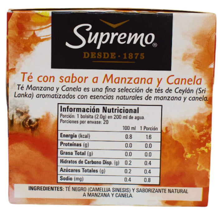 Supremo Te Con Manzana Y Canela X 20 Unidades