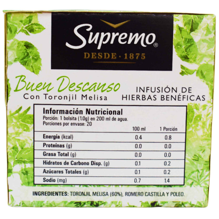 Té Supremo Bienestar Buen Descanso X 20 Unidades