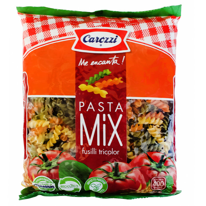 Carozzi Pasta Mix Fusilli Tricolor Bolsa X 400G