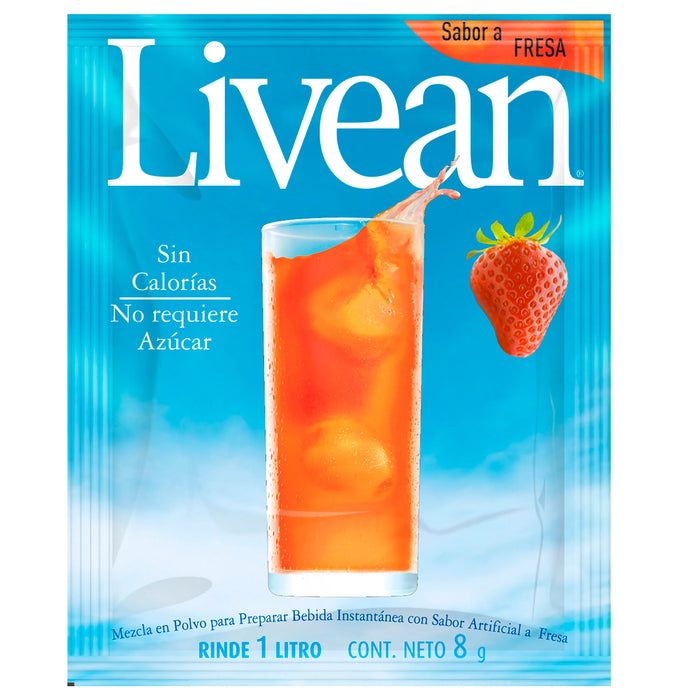 Refresco En Polvo Livean Sabor Frutilla X 8G