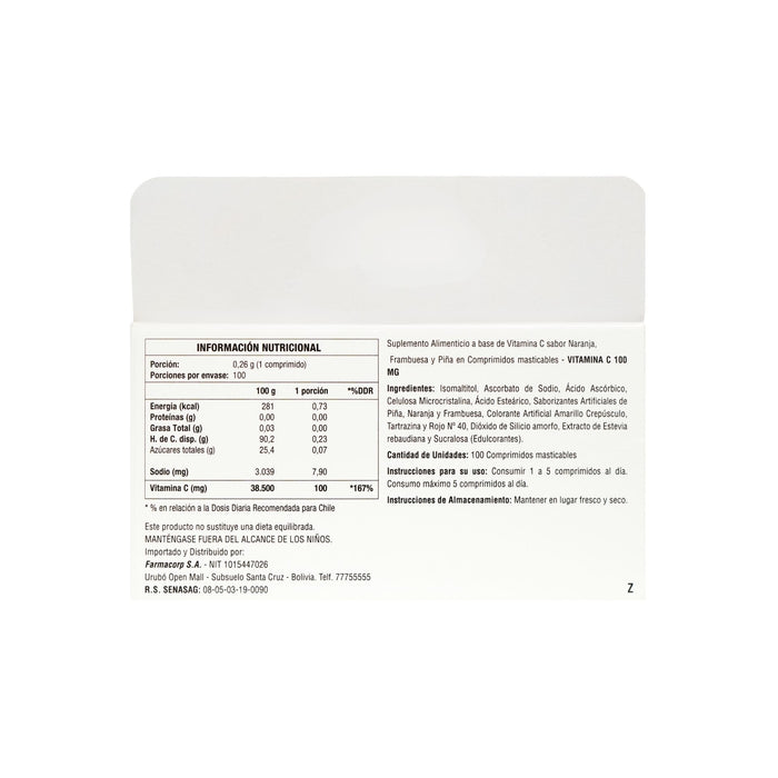 Vitamina C 100Mg Masticable Amaria X Comprimido