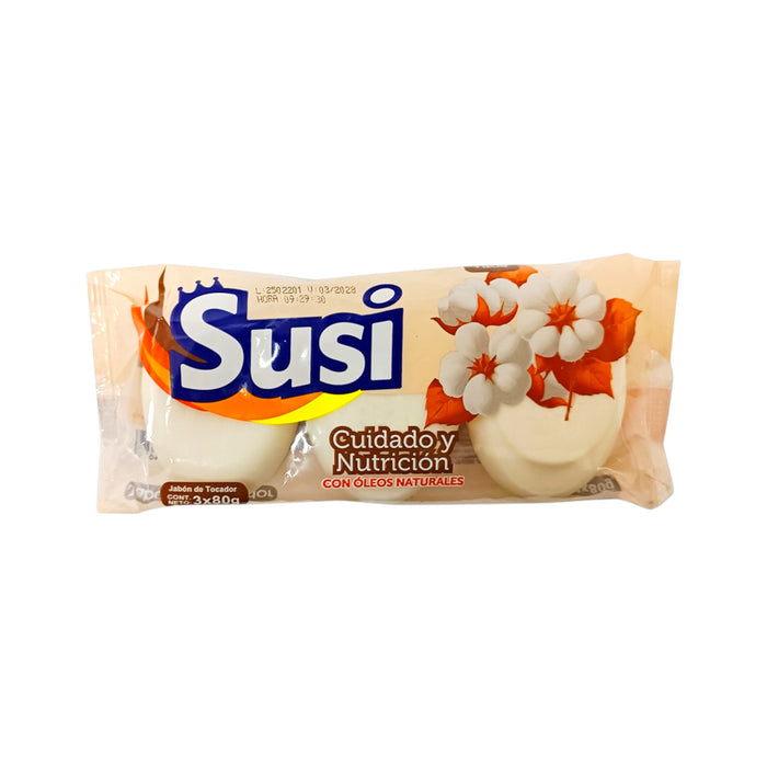 Tripack Jabon De Tocador Susi  Flores Algodón 3 X 80G