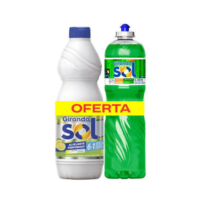 Pack Girando Sol Lavandina Limón 1L+Vajillero 1L