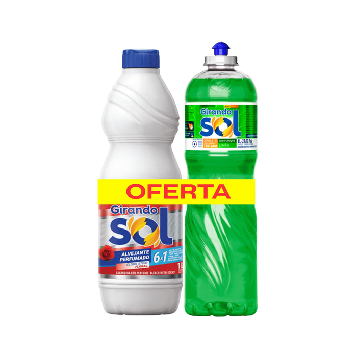 Pack Girando Sol Lavandina Floral 1L+Vajillero 1L