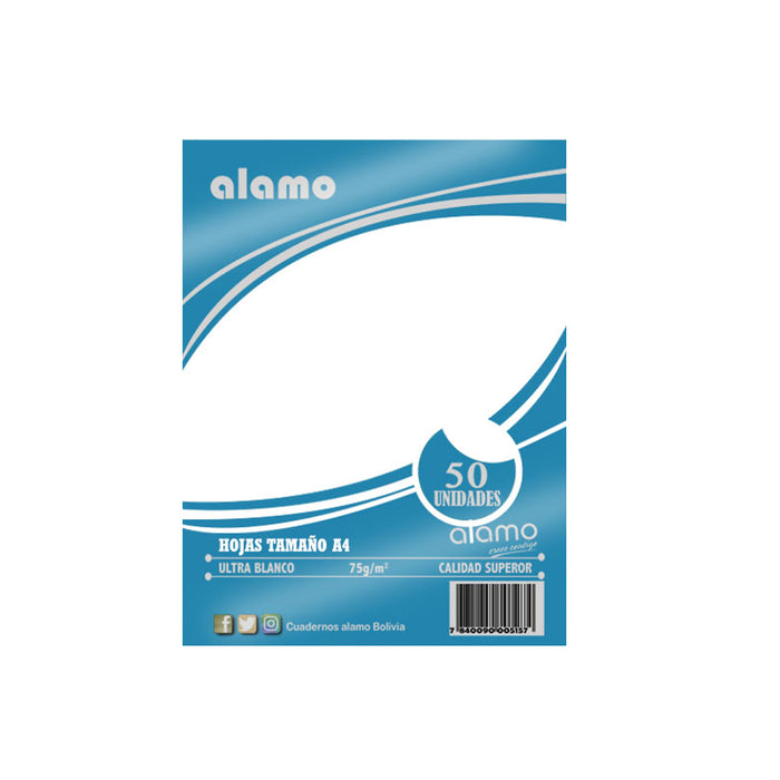Hojas Bonds Alamo Tamaño A4 X 50 Unidades