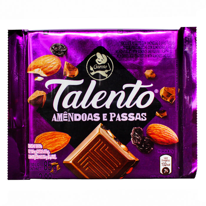 Talento Almendras Y Pasas Chocolate X 85G