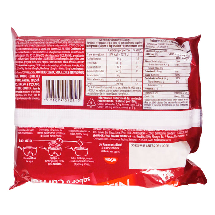 Nissin Ramen Sabor A Carne Bolsa X 85G