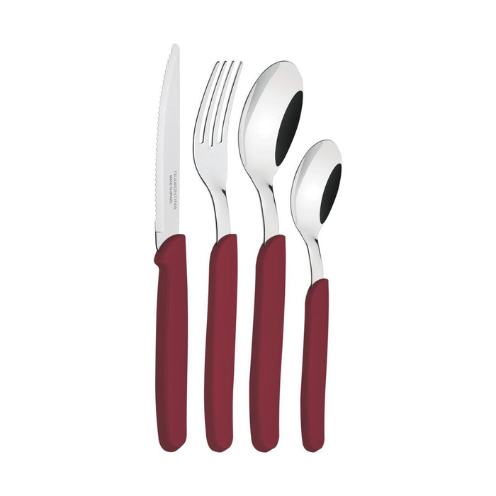 Juego Cubiertos Tramontina Rojo X 24 Piezas