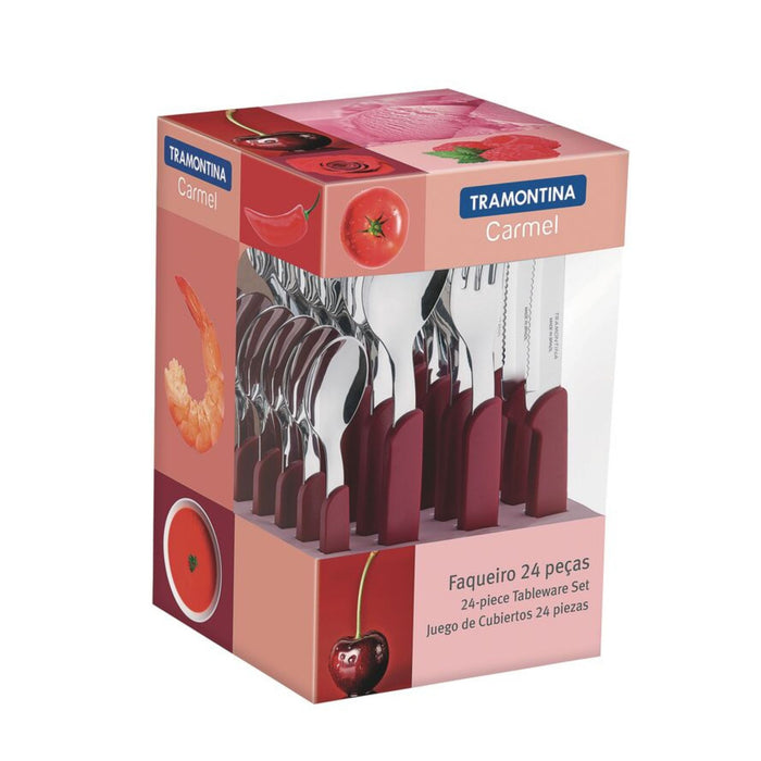 Juego Cubiertos Tramontina Rojo X 24 Piezas