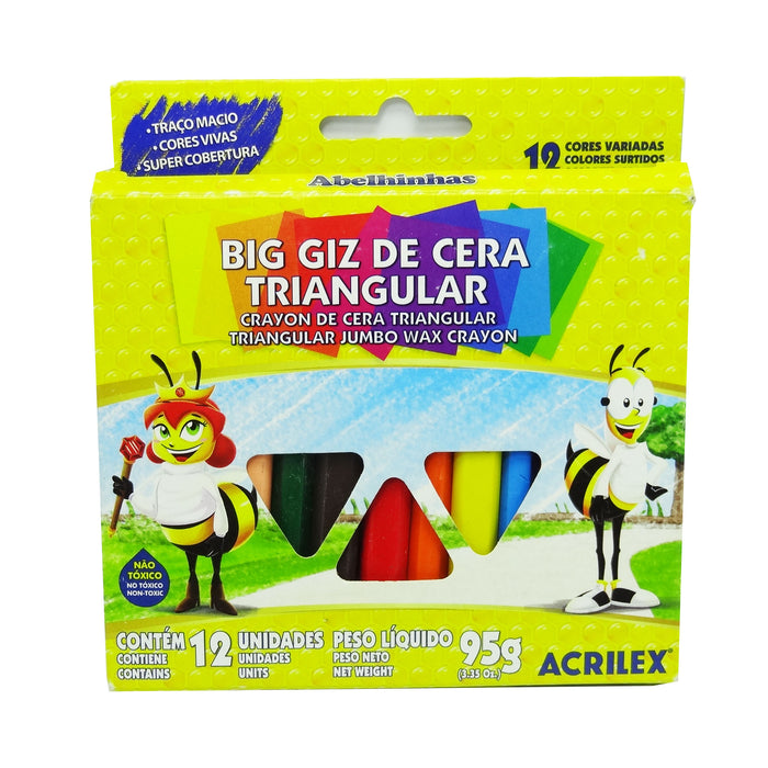 Acrilex Crayon Triangular De Colores X 12 Unidades