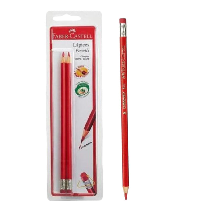 Faber Castell Lapiz Rojo Con Borrador X Unidad