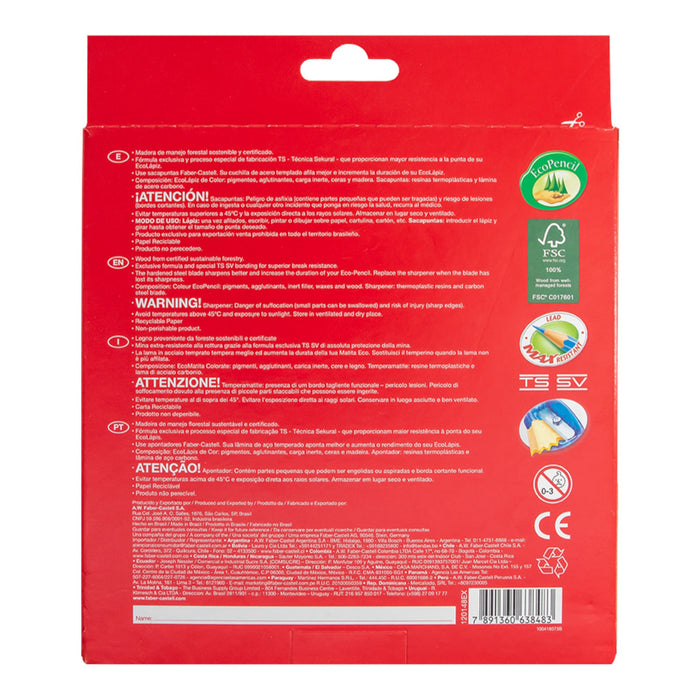 Colores Ecolápices Faber Castell Escolar X 48 Unidades + Tajador