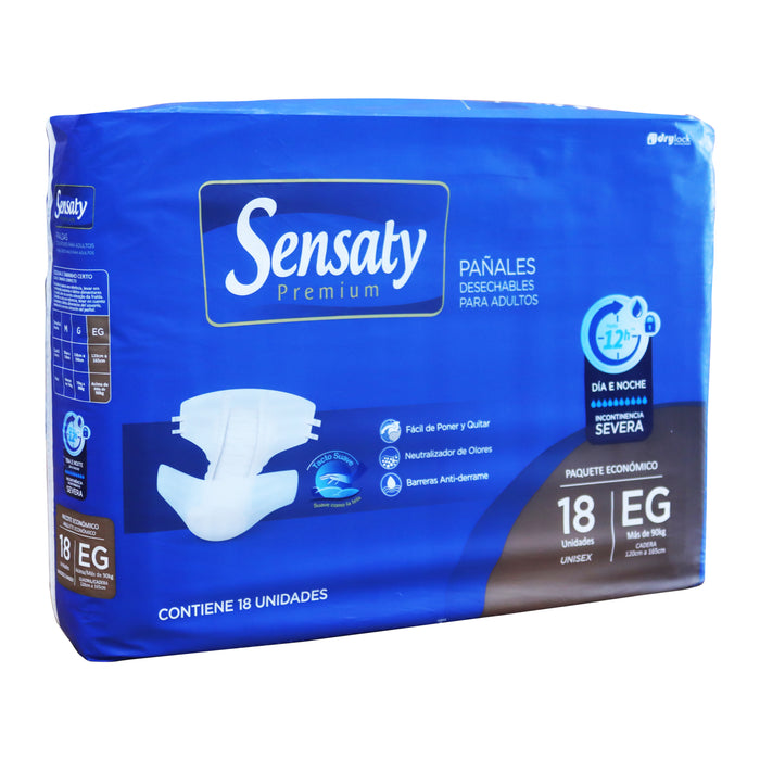 Pañal Para Adulto Sensaty Premium Tamaño Eg Unisex X 18 Unidades