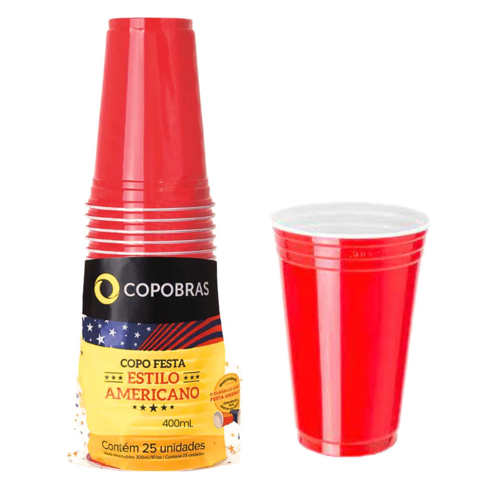 Vaso Copobras Americano Rojo 400Ml X 25Unidades