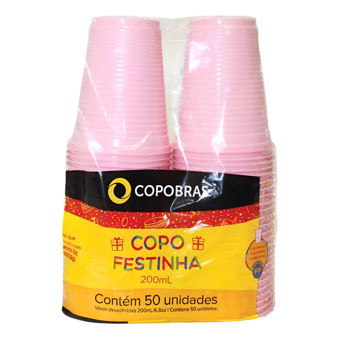 Vaso Copobras De Fiesta Rosa 200Ml X 50 Unidades