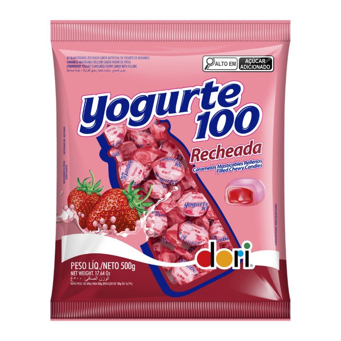 Caramelos Yogurte Masticables Rellenos Sabor Fresa X 500G