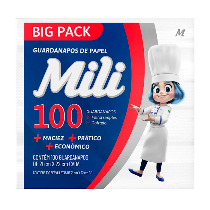 Servilletas Mili Doble Hoja 21X22cm X 100 Unidades
