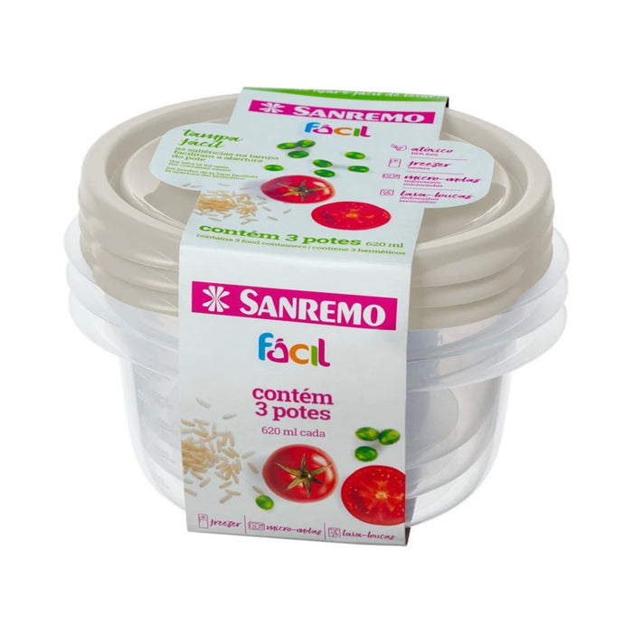 Juego 3 Recipientes Sanremo Herméticos 620Ml