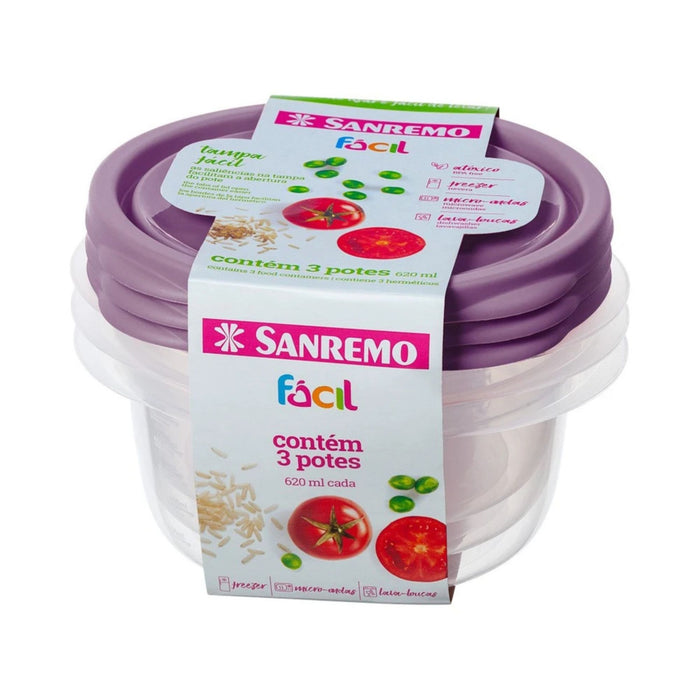 Juego 3 Recipientes Sanremo Herméticos 620Ml