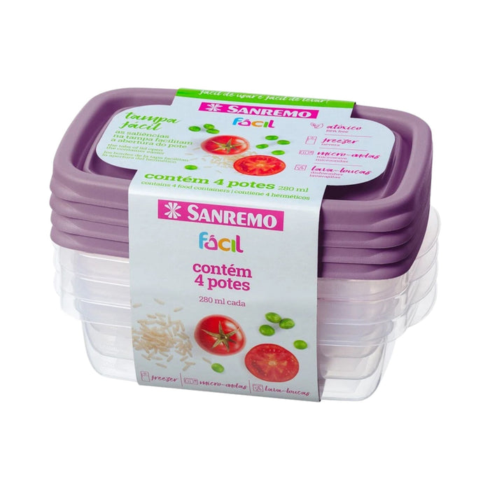 Juego 4 Recipientes Sanremo Herméticos 280Ml