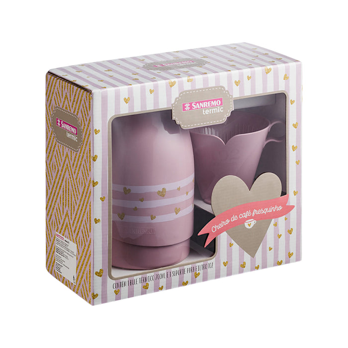 Juego De Taza Sanremo Térmica 700 Ml + Soporte Filtro Café Tamaño 102 Rosa