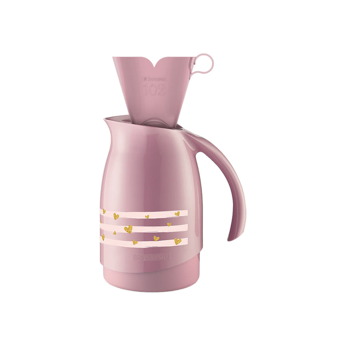 Juego De Taza Sanremo Térmica 700 Ml + Soporte Filtro Café Tamaño 102 Rosa