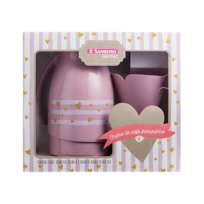 Juego De Taza Sanremo Térmica 700 Ml + Soporte Filtro Café Tamaño 102 Rosa