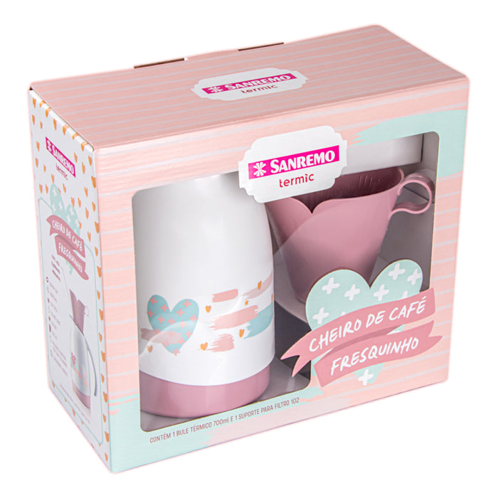 Juego De Taza Sanremo Térmica 700 Ml + Soporte Filtro Café Tamaño 102 Blanco
