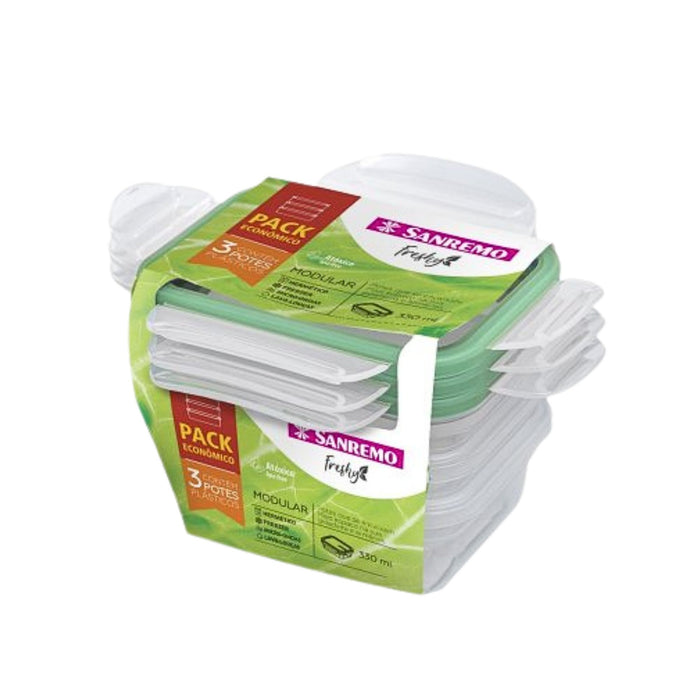 Set Juego Hermético Sanremo Plástico 330 Ml X 3 Unidades