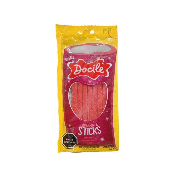 Tubitos Docile Sticks Frutilla Ácida X 70G