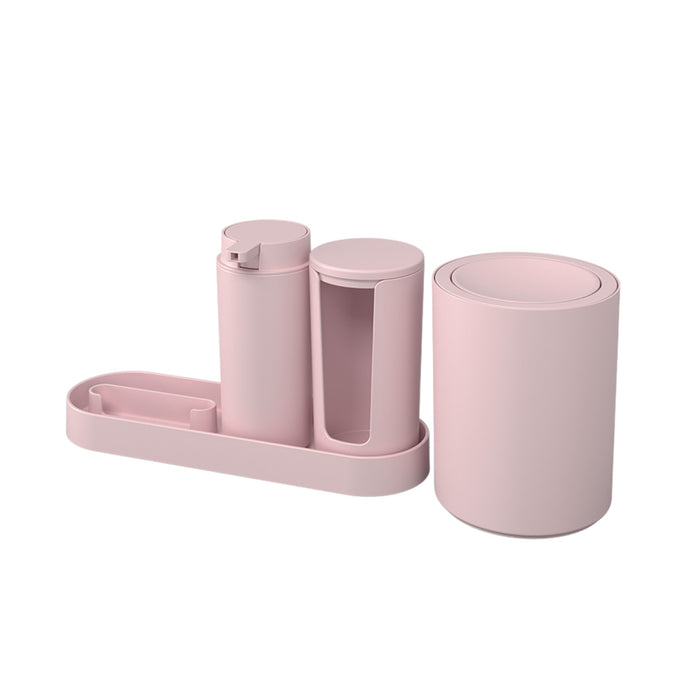 Juego De Baño Coza De Plástico Rosa Clay X 4 Piezas