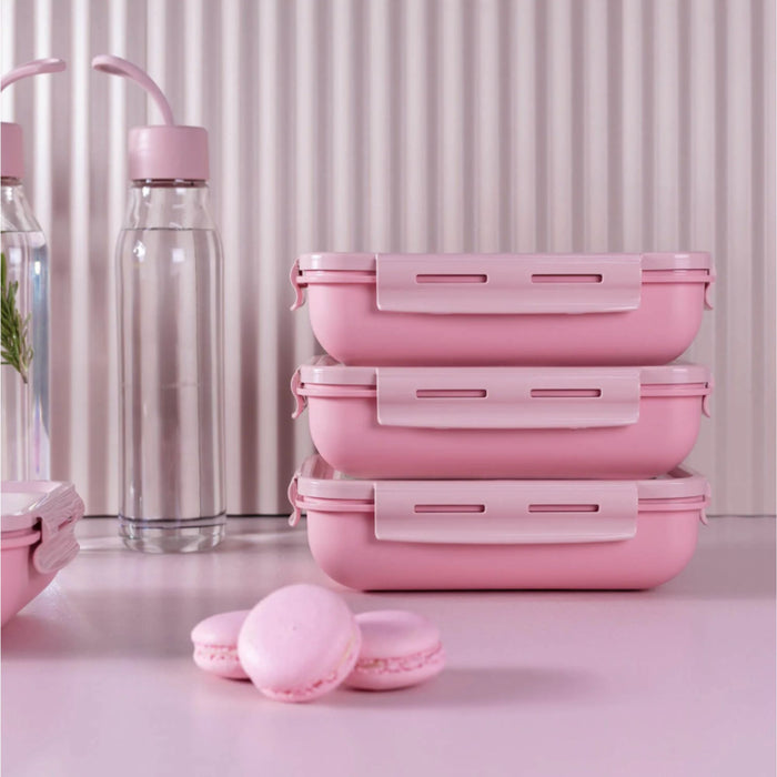 Tapper Ou Hermético Rectangular Bicolor Rosa