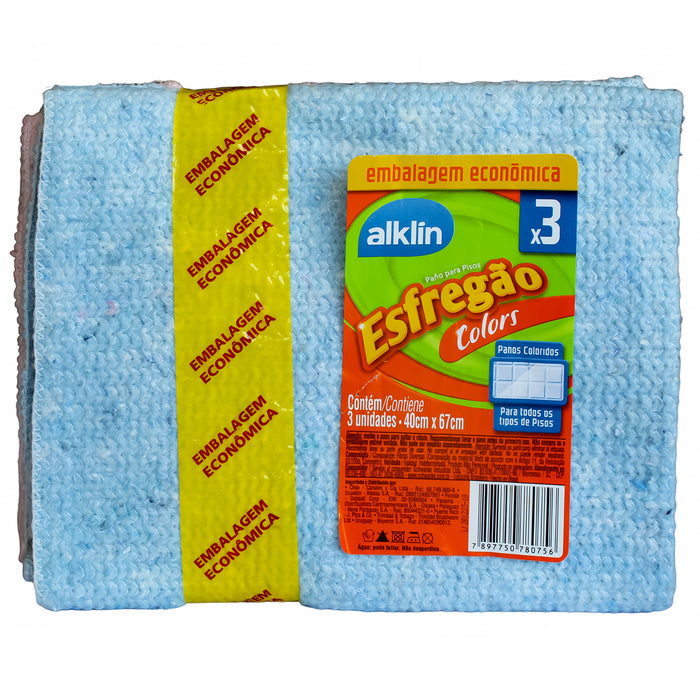 Paño De Piso Alklin Colores X 3 Unidades