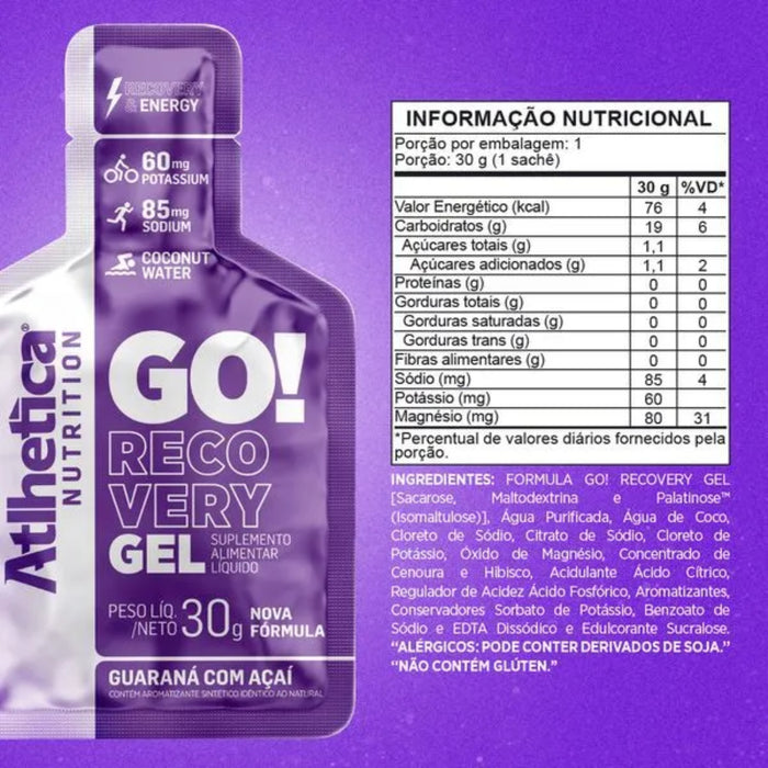 Suplemento Athletica Go Energy Gel Guaraná Acai X 30G