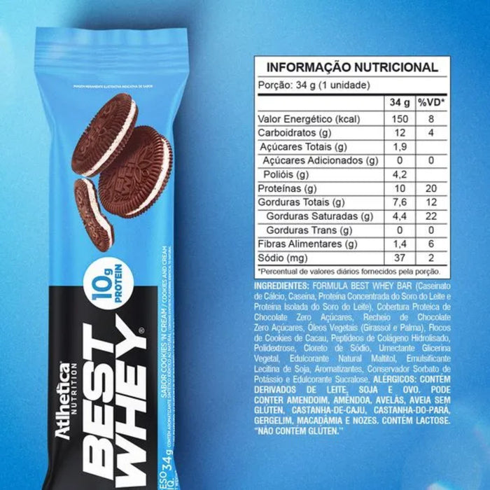 Barra De Proteína Best Whey Atlhetica Galletas Con Crema X 33G