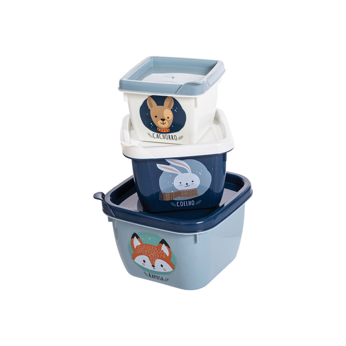Set Potes Cuadrado Plasutil Diseño Panda X 3 Piezas