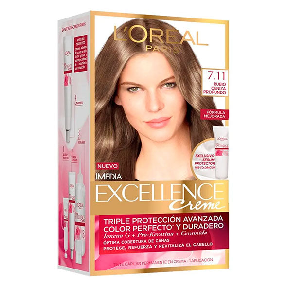 Excellence Tinte 7.11 Color Rubio Ceniza Profundo X Unidad