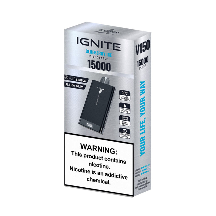Cigarrillo Electrónico Ignite V150 Blueberry Ice 15000 Puffs 5% Nicotina