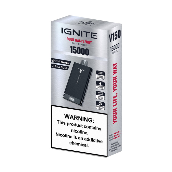 Cigarrillo Electrónico Ignite V150 Sour Raspberry 15000 Puffs 5% Nicotina