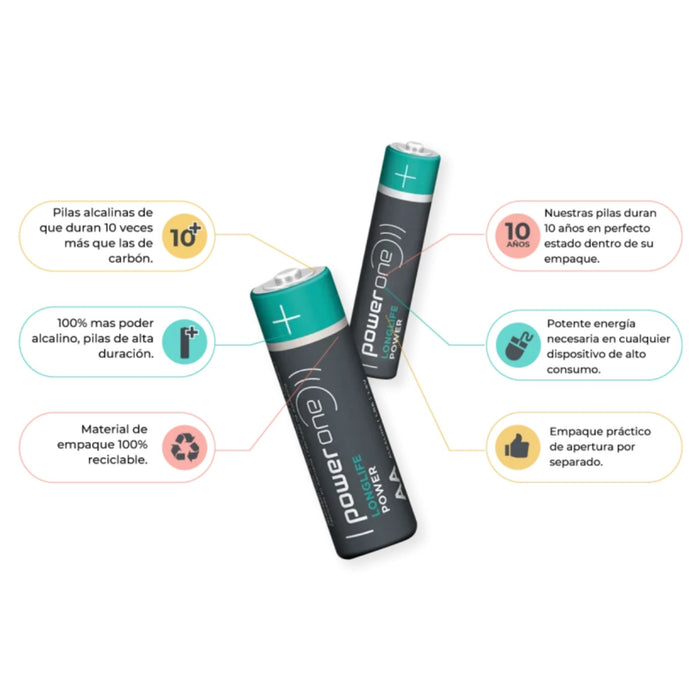 Pila Alcalina Aaa Power One Blister X 6 Unidades