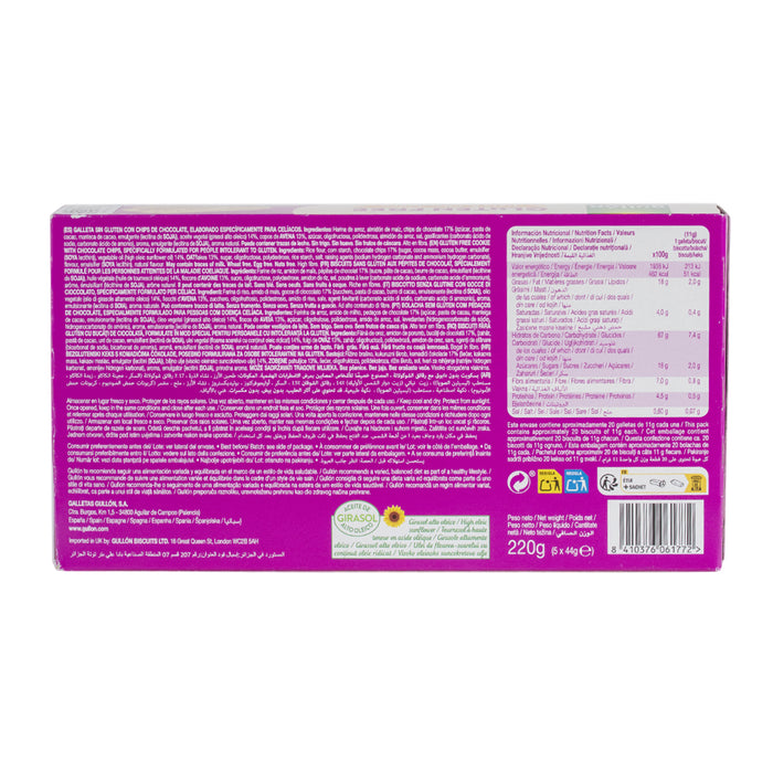 Galleta Avena Gullon Chips Choco Sin Gluten X 220G