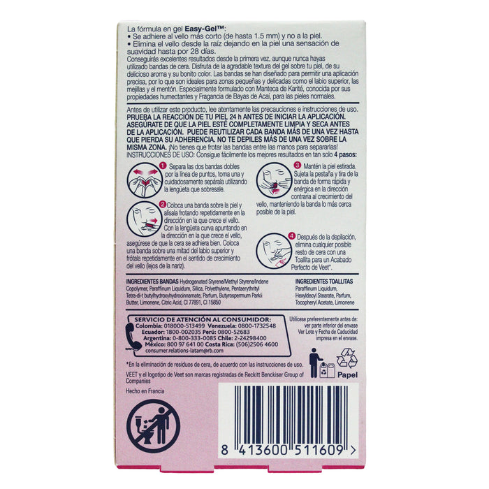 Veet Facial Cera Banda Depiladora Normal X 20 Unidades