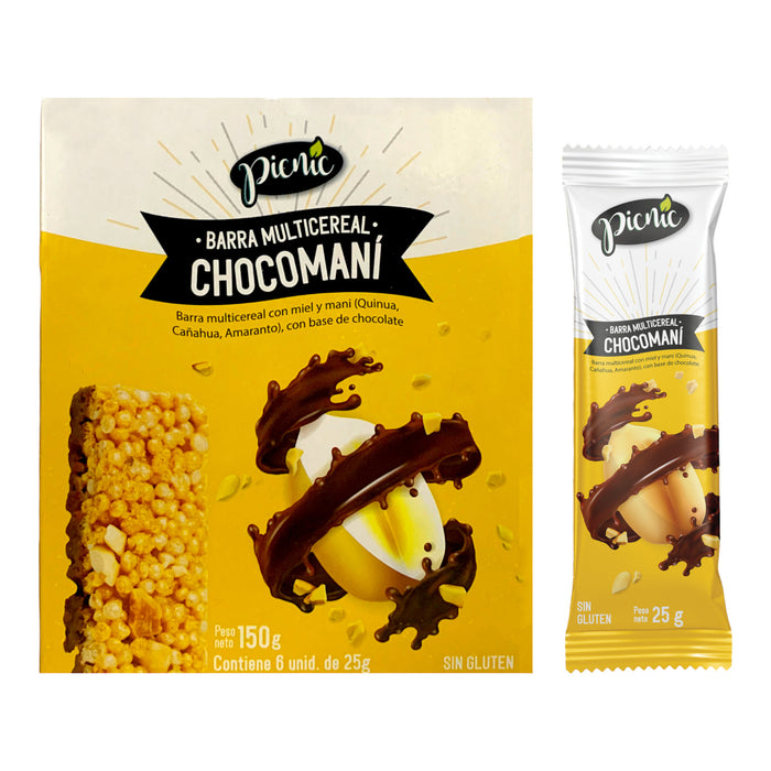 Barra De Cereal Picnic Choco Maní Pack X 6 Unidades