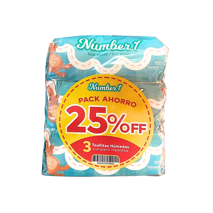 Pack Toallitas Humedas Number 1 Suave 3 X 90 Unidades