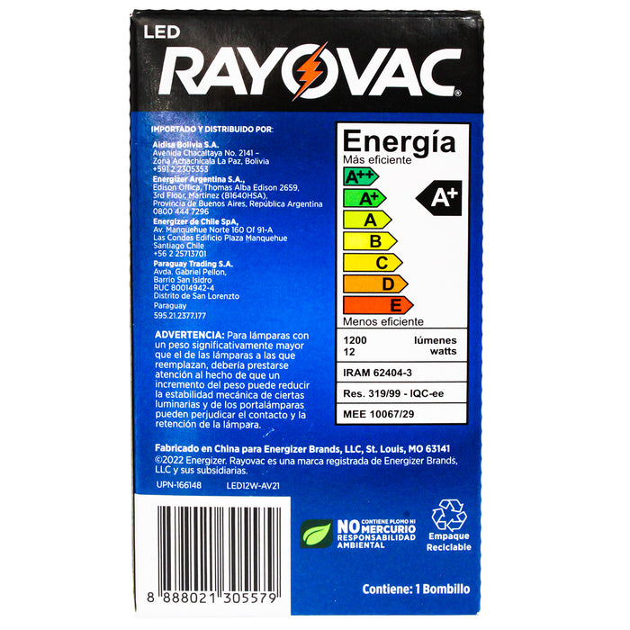 Rayovac Focos Led 12W Luz Amarilla X Unidad